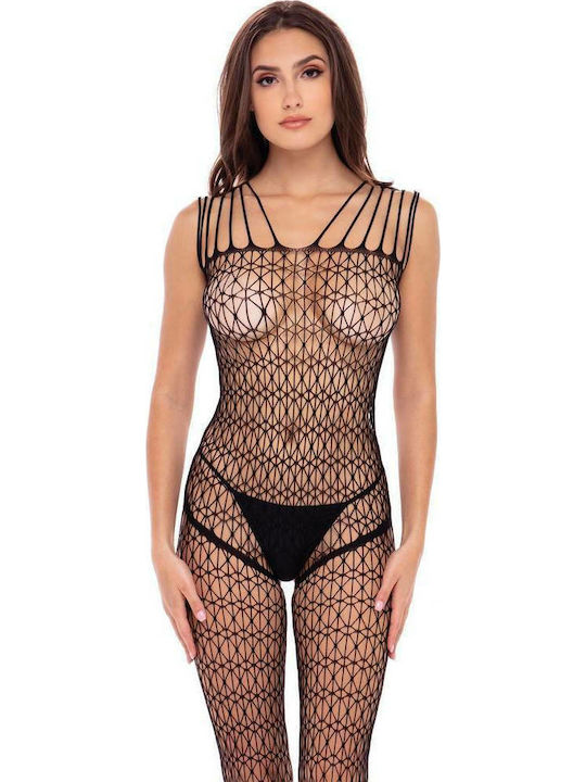 Rene Rofe Neo Geo Crotchless Bodystocking Ολόσωμο Καλσόν Schwarz