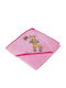 Laken Baby Hooded Towel Jirafa Pink 100x100cm