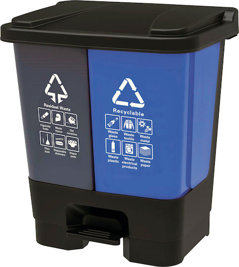 Mopatex Kunststoff Gewerbliche Abfallbehälter Recycling mit Pedal 2x30Es Mehrfarbig
