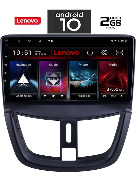 Lenovo Sistem Audio Auto pentru Peugeot 207 2007> (Bluetooth/USB/AUX/WiFi/GPS/Partitură) cu Ecran Tactil 9" IQ-AN X6881_GPS