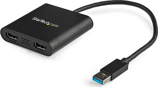 StarTech Μετατροπέας USB-A male σε HDMI 2x female 1τμχ USB32HD2