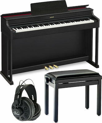 Casio Ηλεκτρικό Όρθιο Πιάνο AP-470 Celviano Deluxe Set με 88 Βαρυκεντρισμένα Πλήκτρα Ενσωματωμένα Ηχεία και Σύνδεση με Ακουστικά και Υπολογιστή Satin Black
