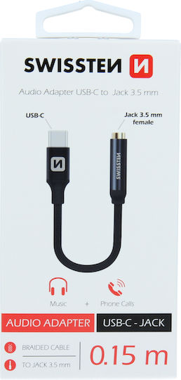 Swissten Μετατροπέας USB-C male σε 3.5mm female 1τμχ 73501301