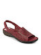 Leather Women's Flat Sandals Anatomic in Burgundy Color