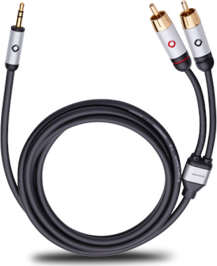 Oehlbach Oehlbach 3,5mm Klinkenkabel - RCA-Stecker Schwarz 3m mit Vergoldeten Anschlüssen D1C60004