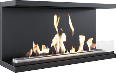 Kratki X-Ray Tuv Indoor Wall Mounted Bioethanol Fireplace Black 100x30x50cm