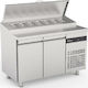 Inomak Английски превод: Stainless Steel Refrigerator Counter Салата 270лт with 2 Doors and Cooling Machine 0/+10°C L134.2xW70xH98.5см