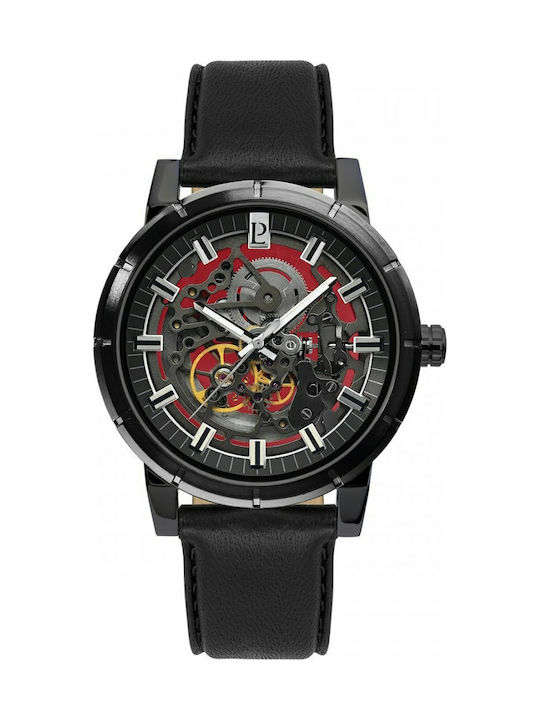Pierre Lannier Herrenuhr 45mm Automatisch mit Schwarz Lederarmband