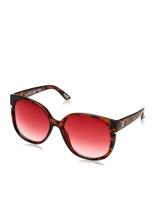 Neff Headwear Disco Is Not Dead Sunglasses Brown with Acetate Frame & Red Lens