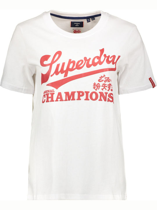 Superdry Collegiate Cali State Γυναικείο T-shirt Λευκό