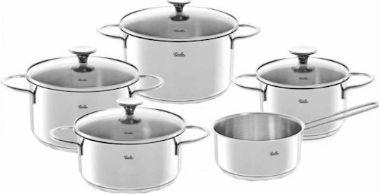 Fissler Copenhagen Σετ Κατσαρόλες από Ανοξείδωτο Ατσάλι Ασημί 5τμχ
