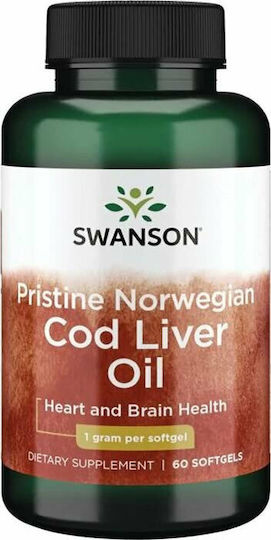 Swanson Pristine Norwegian Cod Liver Oil Cod Liver Oil 1000mg 60 softgels