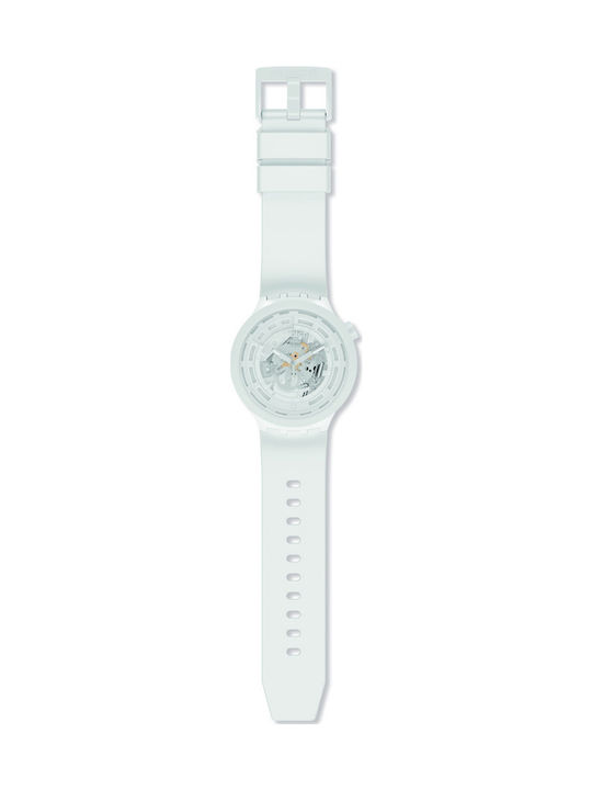 Swatch Bioceramic Women's Watch with White Rubber Strap