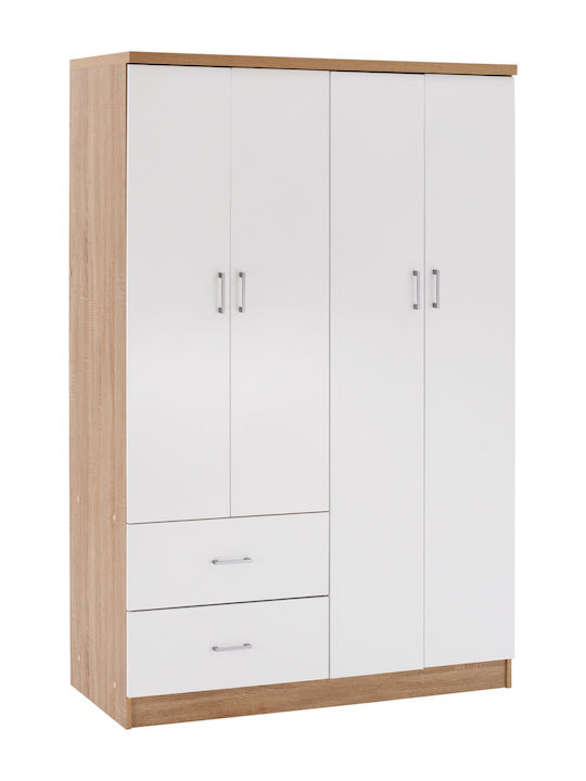 Vier Türen Kleiderschrank Sonama White 120x42.5...