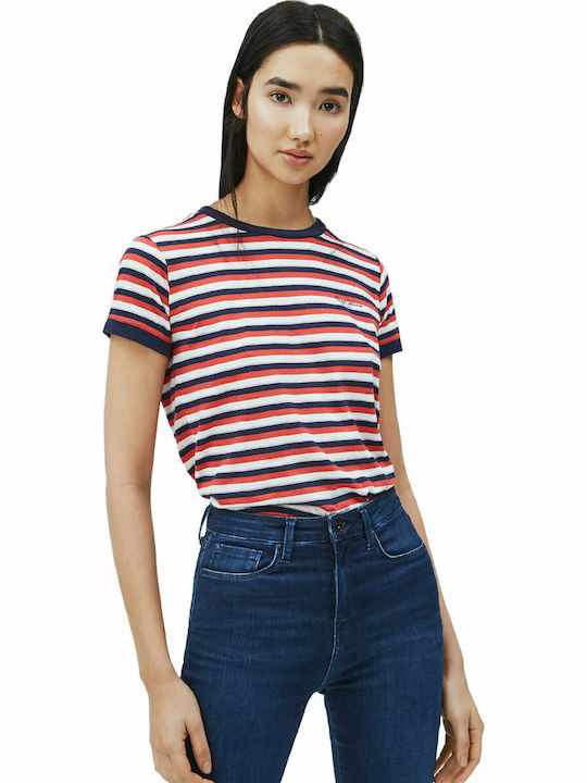 Pepe Jeans Bethany Damen T-shirt Gestreift Rot