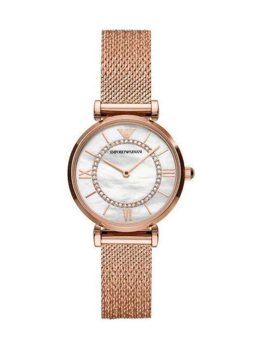 Emporio Armani Gianni T Bar Women's Watch with Pink Gold Metal Bracelet