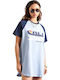 Superdry Cali Surf Sommer Mini T-Shirt Kleid Hellblau
