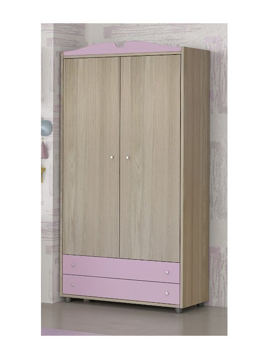 No 3 Dulap Cu Ușă Dublă Cu 2 Sertare Latte-Lila 90x50x180cm