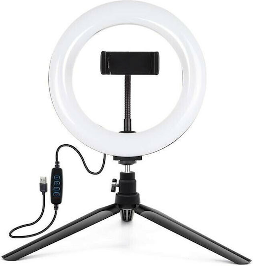 Puluz Ring Light LED Ring Vlogging 20cm 3200-6500K με Επιτραπέζιο Τρίποδο και Βάση για Κινητό