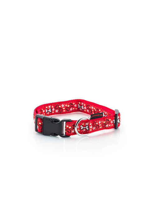 Pet Interest Cute Bones Dog Collar In Red Colour Medium 20mm x 32 - 50cm