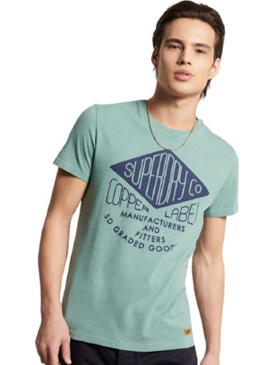 Superdry Ανδρικό T-shirt Πράσινο Με Στάμπα