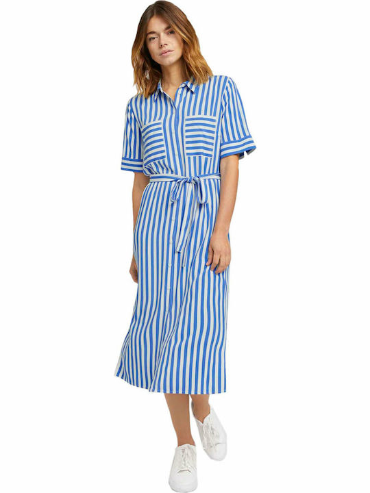 Summer Midi Shirt Dress Dress Light Blue