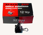 Black Red Metallic Clips Νο32 32mm Black 12pcs