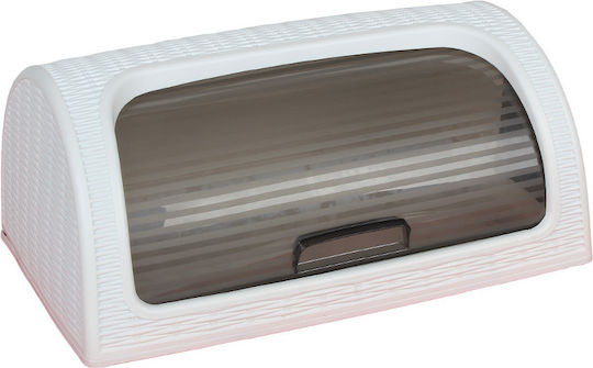Homeplus Ψωμιέρα με Καπάκι Πλαστική Λευκή 41x26x18cm