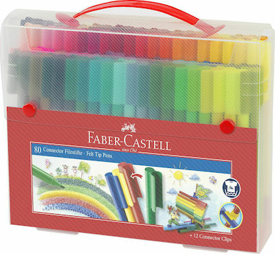 Faber-Castell Connector Felt-Tip Pens Πλενόμενοι Μαρκαδόροι Ζωγραφικής σε 80 Χρώματα