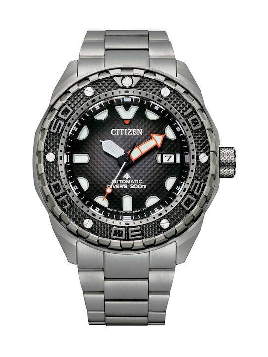 Citizen Promaster Mechanical Ανδρικό Ρολόι 46mm Αυτόματο με Ασημί Μεταλλικό Μπρασελέ