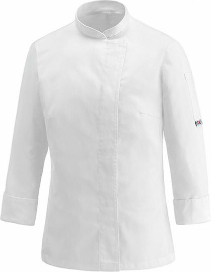 Egochef Mantel Koch 100% Mikrofaser Damen Weiß mit Langärmelig