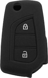 Silicone Car Key Cover Case with 2 Buttons for Toyota Black