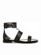 Michael Kors Leder Damen Flache Sandalen in Schwarz Farbe