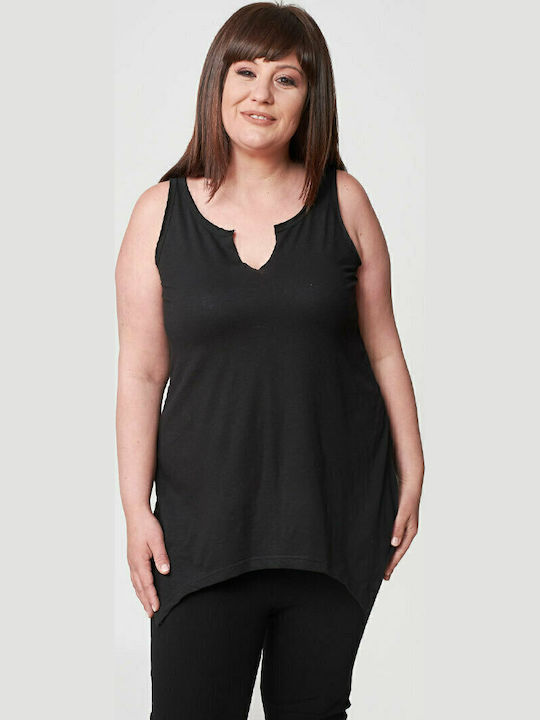 Damen Sport Bluse Ärmellos Schwarz