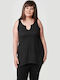 Damen Sport Bluse Ärmellos Schwarz