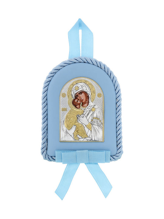 Prince Silvero Heilige Ikone Kinderamulett mit der Jungfrau Maria Blue aus Silber MB-D1110O-C