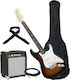 Magma STR-3 Pack Комплект Електрическа Китара Stratocaster с SSS Конфигурация на Пикапите Sunburst с Калъф