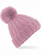 Beechfield B413 Pom Pom Beanie Frauen Beanie mit Strickmuster in Rosa Farbe