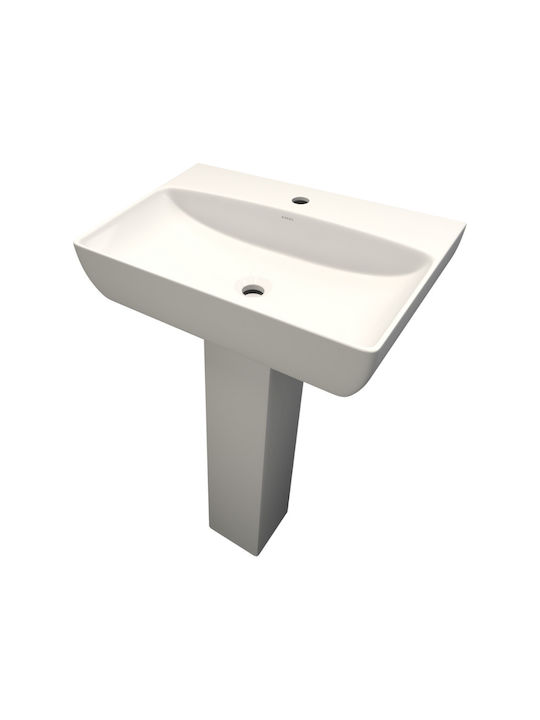 Soncera Doyle Full Pedestal Wall Mounted Pedestal Sink Porcelain 56x40.5x83.5cm White