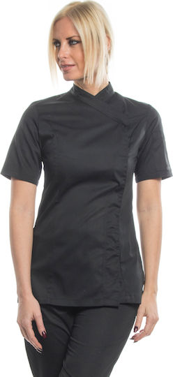 Ayo Coat Chef Female Black with Short Sleeve