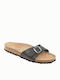 Leder Flache Sandalen für Damen Anatomisch in Schwarz Farbe