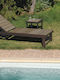 Auxiliary Outdoor Free Standing Table with Polywood Surface and Aluminum Frame Brown 44x40x45cm