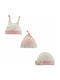 Soft Touch Set 3 Caps 100% Cotton Cotton White-Pink