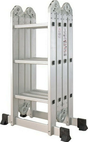 Inox Kiss Πολυμορφική Σκάλα Αλουμινίου 4x3 με Μέγιστο Ύψος 3.52m