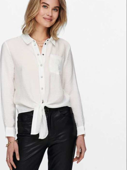 Only Women's Monochrome Long Sleeve Shirt White