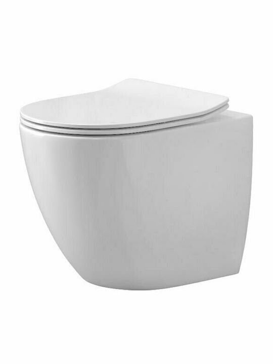Karag New Luna Rimless Floor-Standing Toilet that Includes Slim Soft Close Cover White