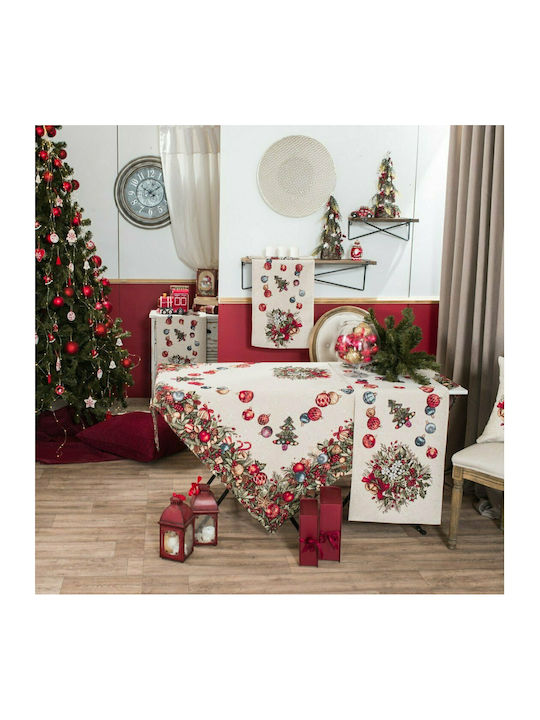 Teoran Tree Weihnachtlich Tischtuch Stoff Beige L180xB140cm.