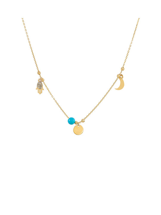 Gold necklace 14K Blue Mix