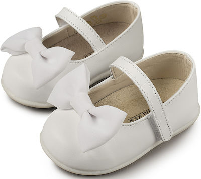 Babywalker Baptism Leather Pumps White -W