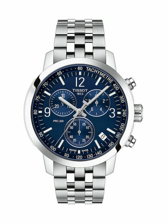 Tissot Prc 200 Ceas Bărbați 42mm Cronograf Baterie cu Brățară Din Metal Argintie